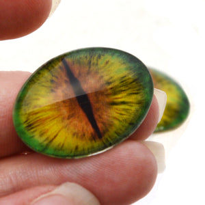Green and Orange Dragon Oval Glass Eyes
