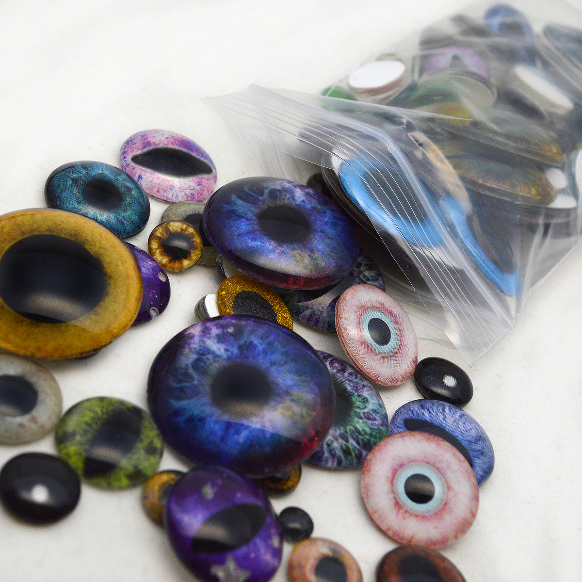 Random Overstock Bulk Lot 1/2 Pound Mixed Glass Eyes Handmade Glass Eyes