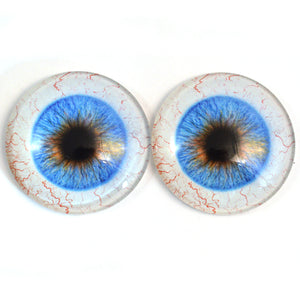 50mm Blue Human Glass Eyes - Large 2 Inch with Scleras