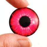 Hot Pink Neon Glass Eye for Doll and Polymer Clay Creature