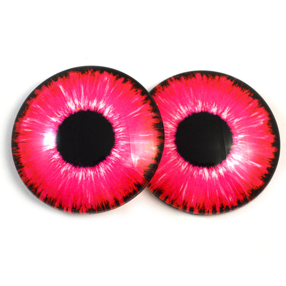 Hot Pink Neon Glass Eyes for Dolls and Polymer Clay Creatures