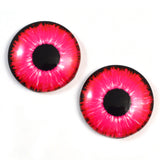 Hot Pink Neon Glass Eyes for Dolls and Polymer Clay Creatures