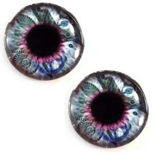 Clockwork Steampunk Glass Eye in Purple and Blue