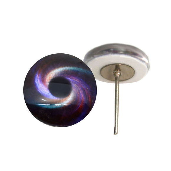 Rainbow Spiral Galaxy Glass Eyes on Wire Pin Posts