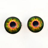 Sensational Green and Orange Creature Sew-On Button Glass Eyes