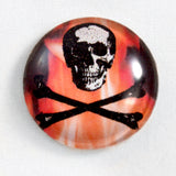 Fiery Skull and Crossbones Glass Cabochon