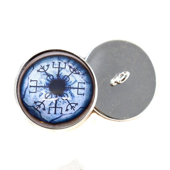 Blue Viking Compass Sew-On Button Glass Eyes