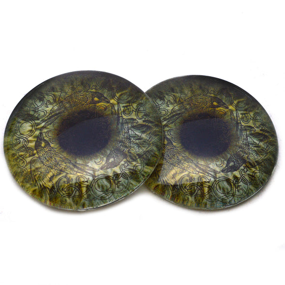 Viking Ravens Celtic Sage Green Glass Eyes