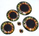 Vivid Green and Orange Wide Iris Glass Eyes