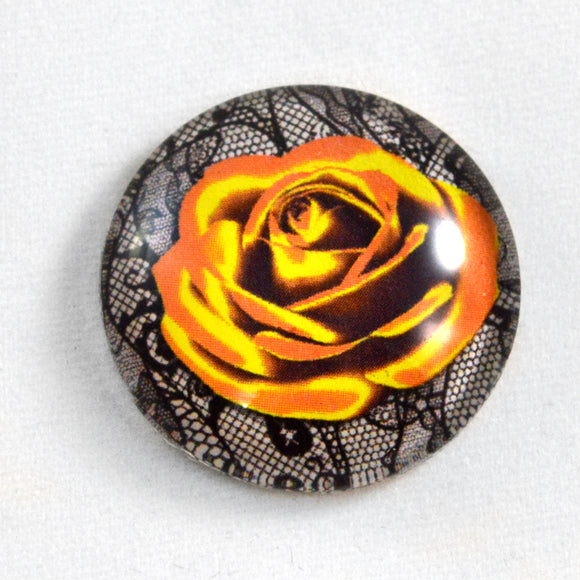 Golden Rose with Lace Glass Cabochon