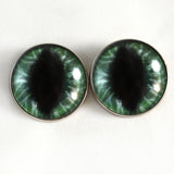 Sew On Buttons Wide Dark Green Dragon Glass Eyes