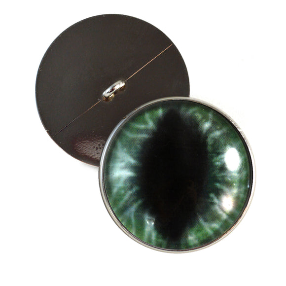 Sew On Buttons Wide Dark Green Dragon Glass Eyes