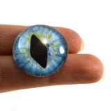 Pastel Dragon or Cat Glass Eye in Blue and Green
