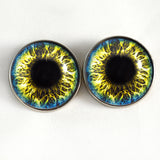 Sew On Buttons Blue and Yellow Fantasy Glass Eyes