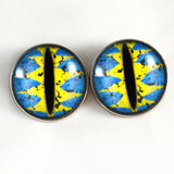 Sew On Buttons Blue and Yellow Dragon Glass Eyes