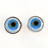 Sew On Buttons Blue Human Glass Eyes with Whites