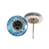 Blue Unicorn Glass Eyes on Wire Pin Posts