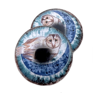 Boho Barn Owl and Moon Cabochon Glass Eyes
