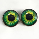 Sew On Buttons Bright Green Steampunk Glass Eyes