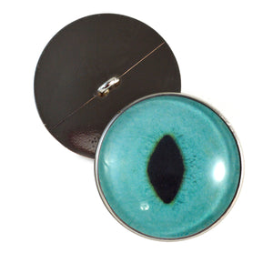 Sew On Buttons Turquoise Cat Glass Eyes