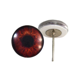 Dark Brown Human Glass Eyes on Wire Pin Posts