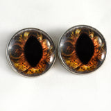 Sew On Buttons Steampunk Cat or Dragon Glass Eyes in Brown