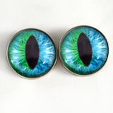 Sew On Buttons Cheshire Cat Glass Eyes in Blue and Green