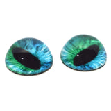 High Domed Blue and Green Cheshire Cat Glass Eyes