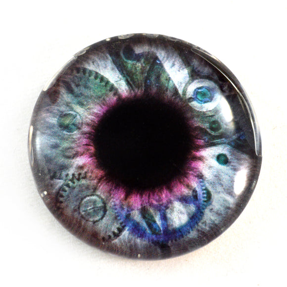 Clockwork Steampunk Glass Eye in Purple and Blue