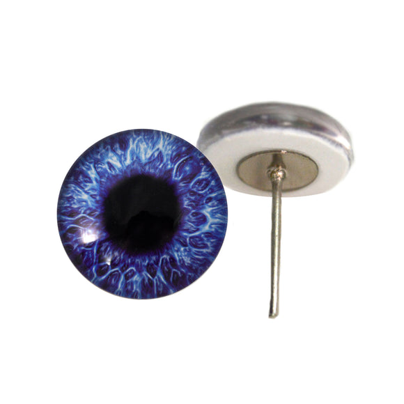 Dark Blue Voilet Glass Eyes on Wire Pin Posts