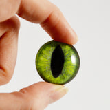 Dark Lime Green Cat Glass Eye