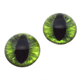 High Domed Dark Lime Green Cat Glass Eyes