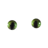 Dark Lime Green Cat Glass Eyes