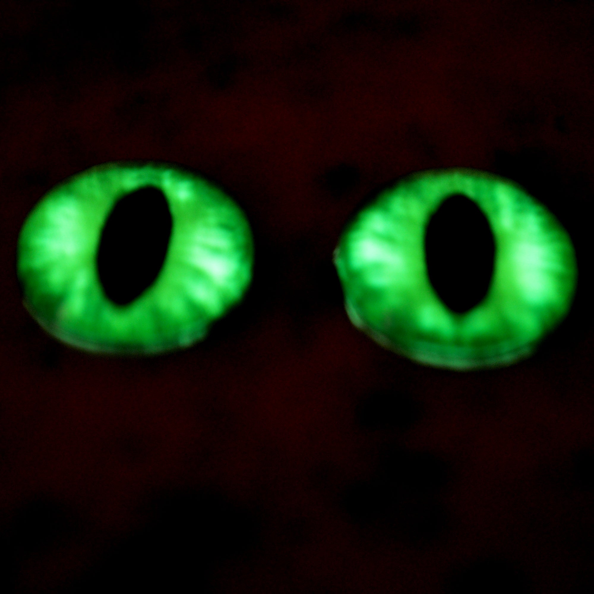 glowing green eyes