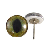 Realistif Green and Brown Cat Glass Eyes on Wire Pin Posts