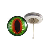 Green and Orange Dragon Glass Eyes on Wire Pin Posts