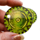 steampunk cabochons Green Cogs Cyberpunk Glass Eyes
