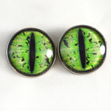 Sew On Buttons Green Grunge Dragon Glass Eyes