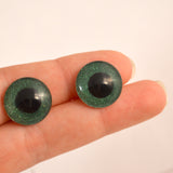 Green Glitter Sparkling Glass Eyes