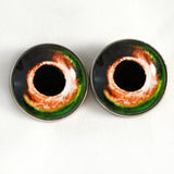 Sew On Buttons Green and Orange Fish Glass Eyes