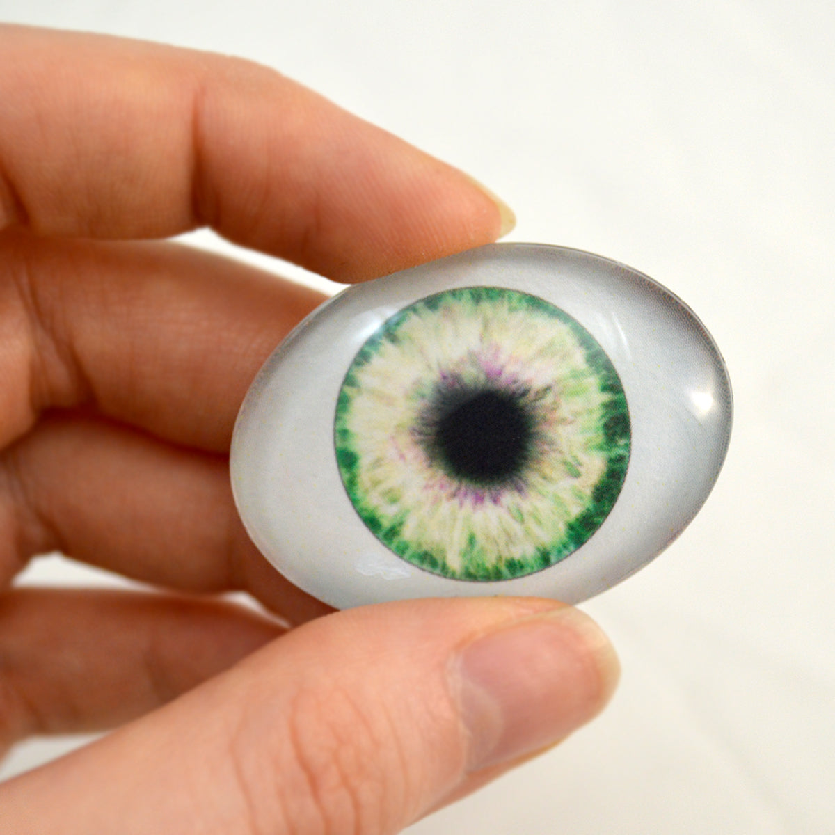 Glass Eyes for Dolls with Loops 16mm Green Iris Pupils Glass Eye Cabochons  for Fantasy Art Doll Stuffed Animal Soft Sculptures or Jewelry Making