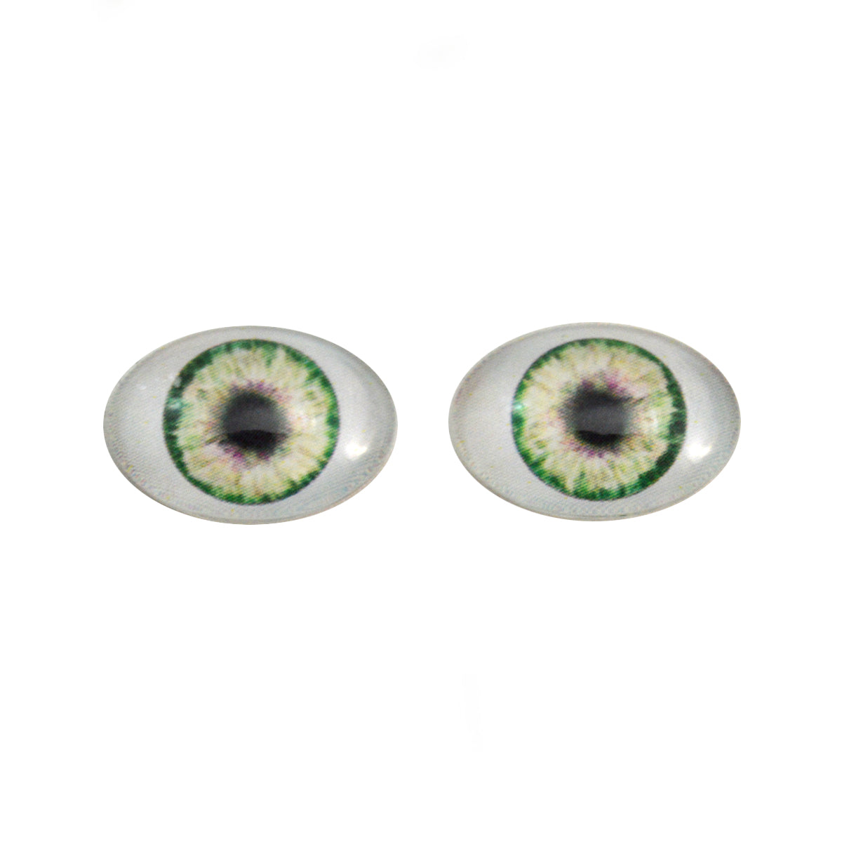 10mm Silver Blue/green 2pcs Glastic Realistic Doll Eyes Oval Made in Japan