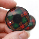 Green and Red Holiday Tartan Plaid Glass Eyes