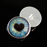 Light Blue Heart Pupil Sew-On Button Glass Eyes