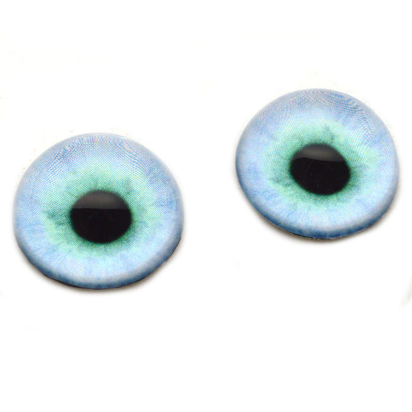 High Domed Baby Blue and Green Human Glass Eyes