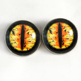 Sew On Buttons Orange and Yellow Dragon Glass Eyes