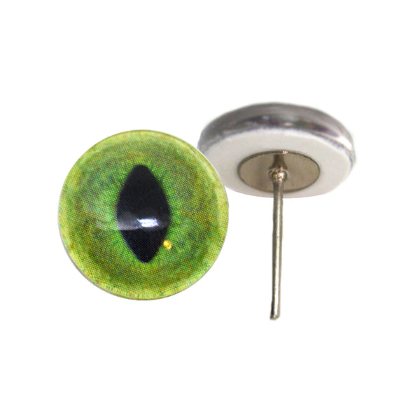 Pale Green Cat Glass Eyes on Wire Pin Posts