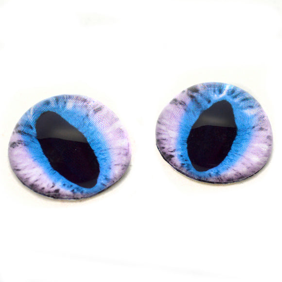 High Domed Purple and Blue Fantasy Cat Glass Eyes