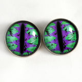 Sew On Buttons Purple and Teal Green Dragon Glass Eyes