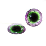 Purple and Green Round Fantasy Glass Eyes